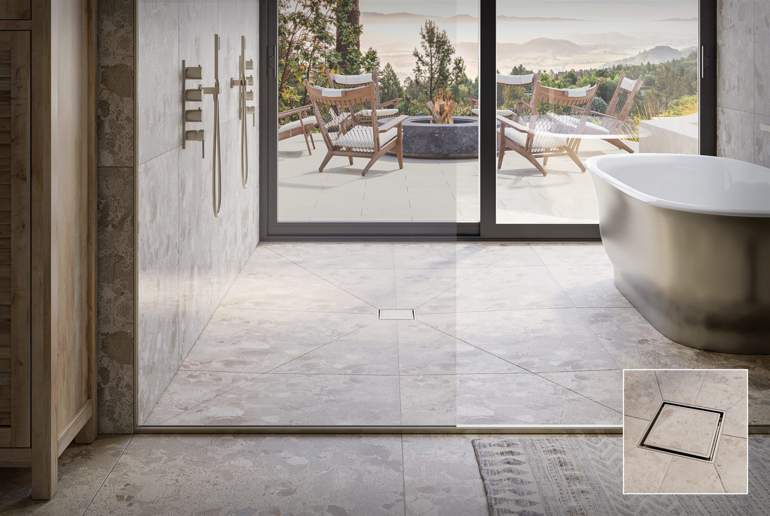 Ebbe Legacy Tile-In Drain - 6 in - Brushed Nickel