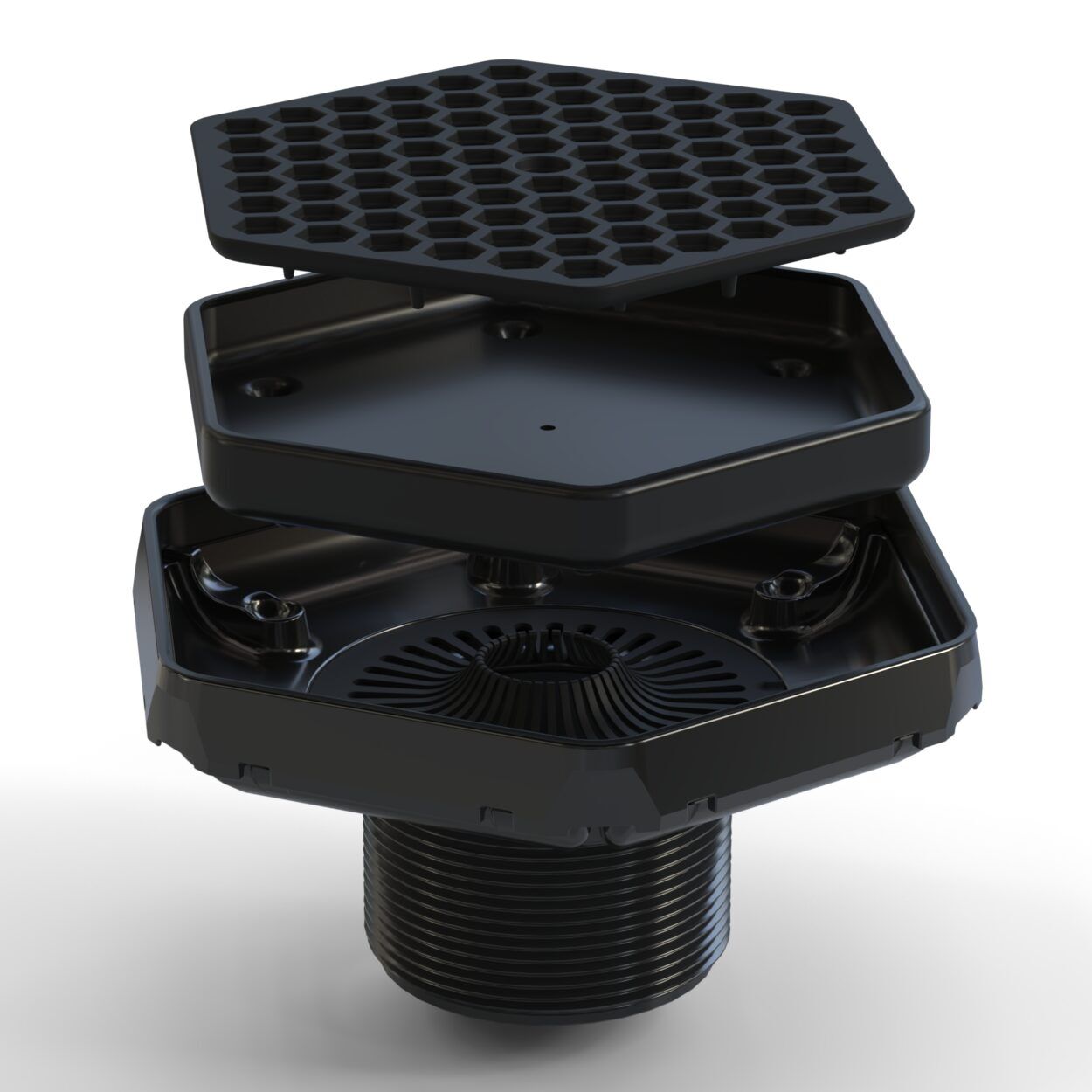 Ebbe Hex - Tile-In Hex Drain - Matte Black